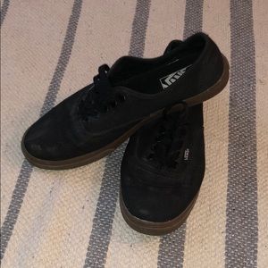 BLACK SLIM VANS-Brown rubber